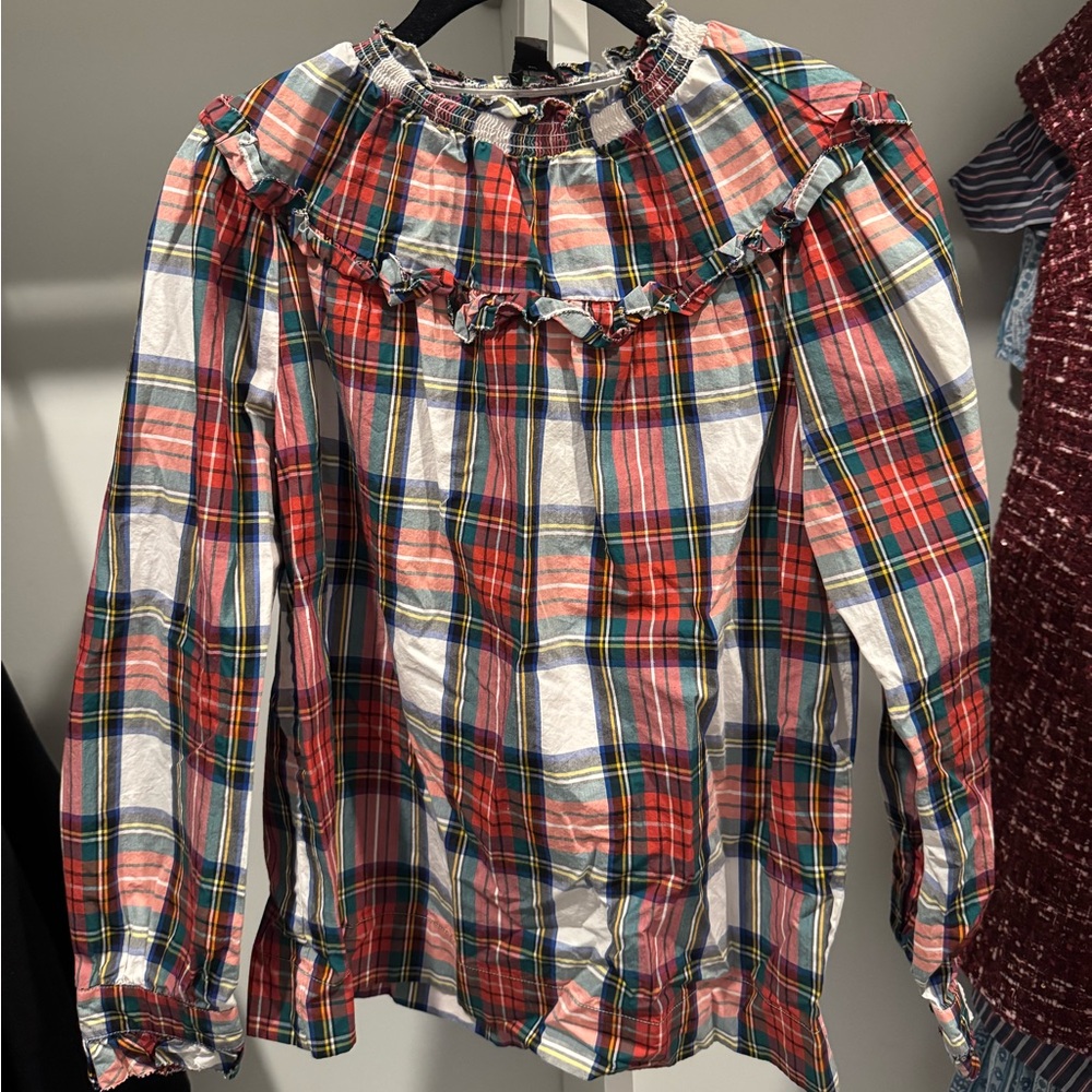 Women’s J. Crew Festive Holiday Plaid Shirt | Size Small